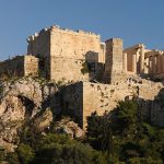 Panoramic view of the Acropolis of Athens from Areopagus Hill