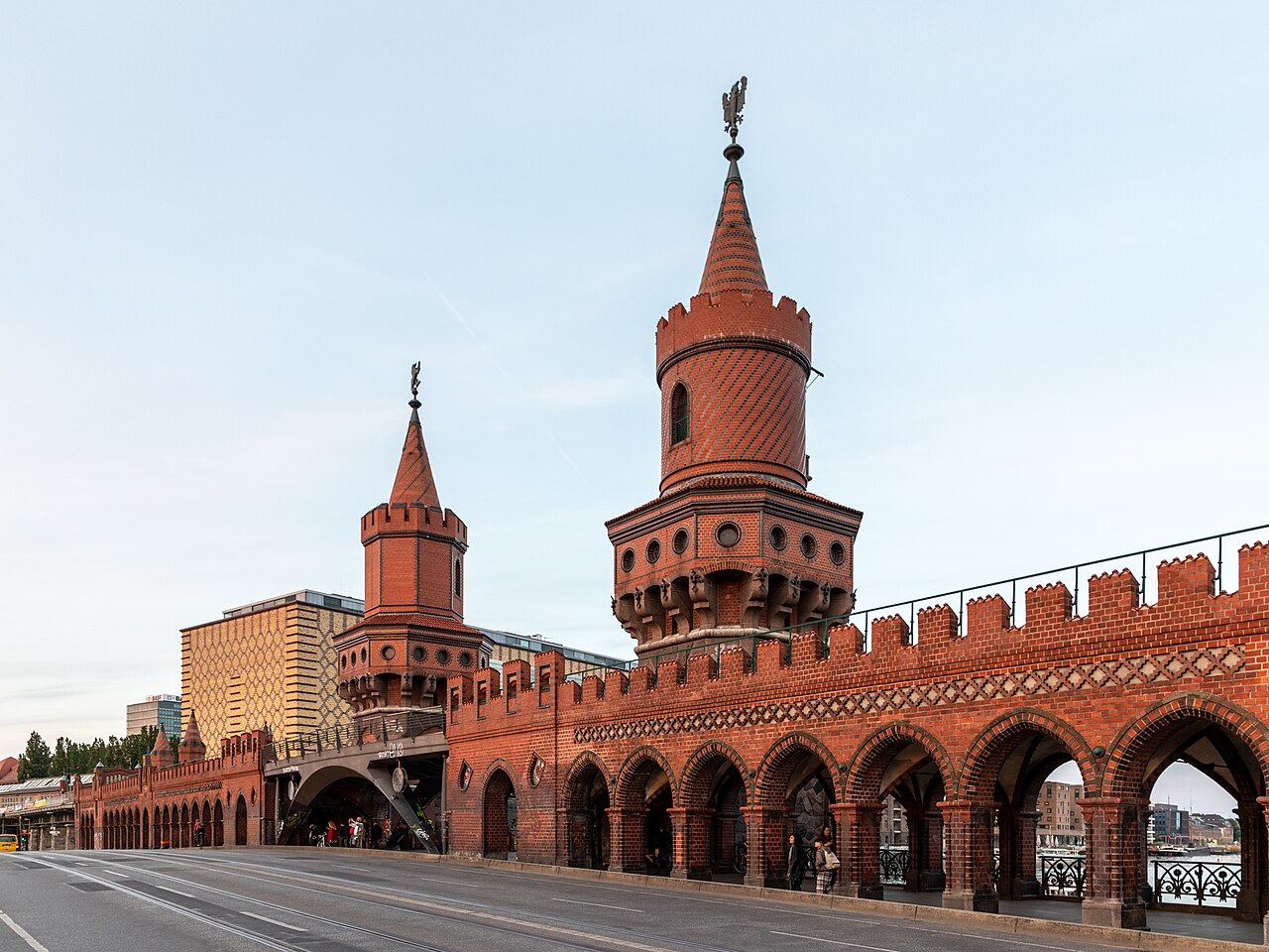 Oberbaum Bridge spanning the River Spree between Kreuzberg and Friedrichshain