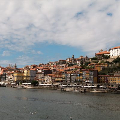 Panorama of Porto's Ribeira district beside the Douro
