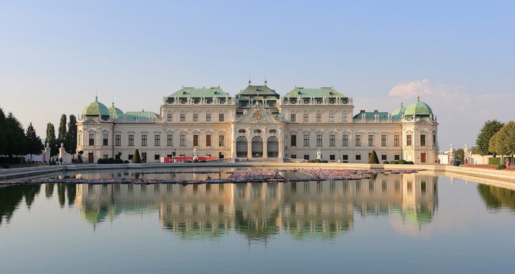 Upper Belvedere Palace and reflecting pool in Vienna