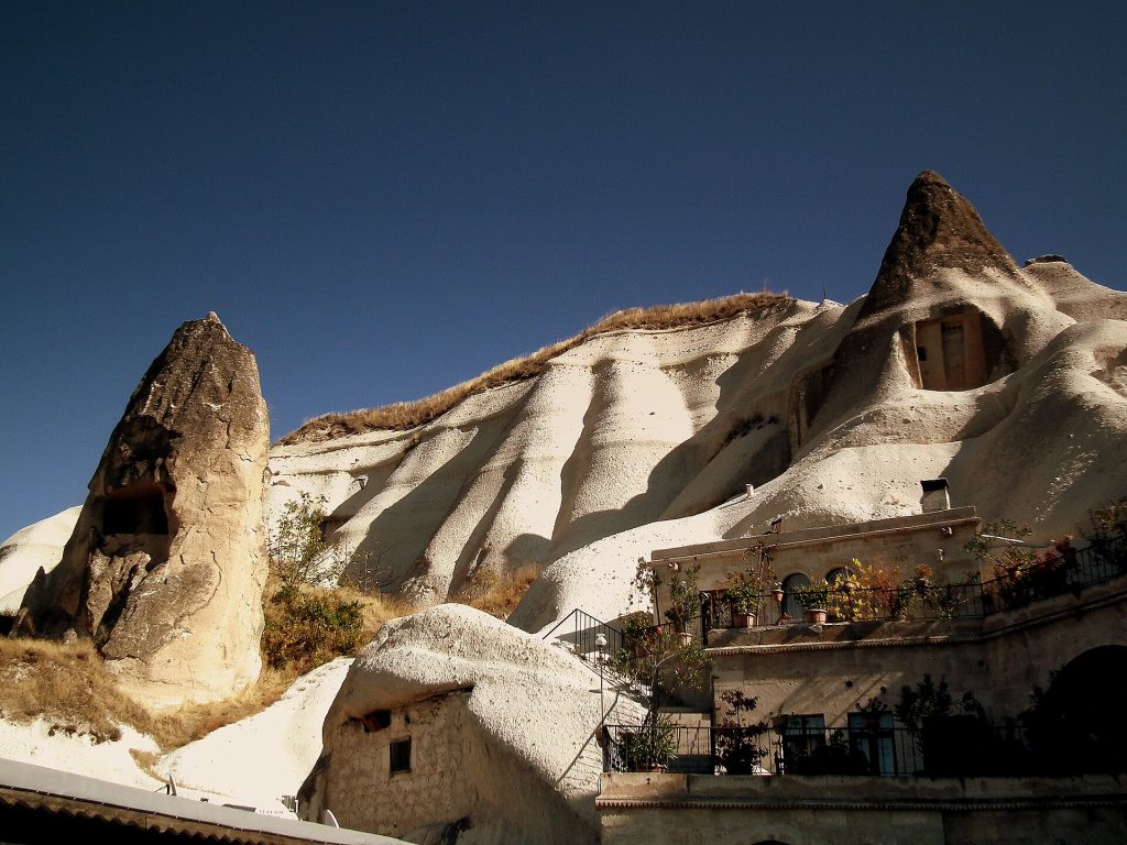 Cave hotel among Cappadocia rock formations near Göreme