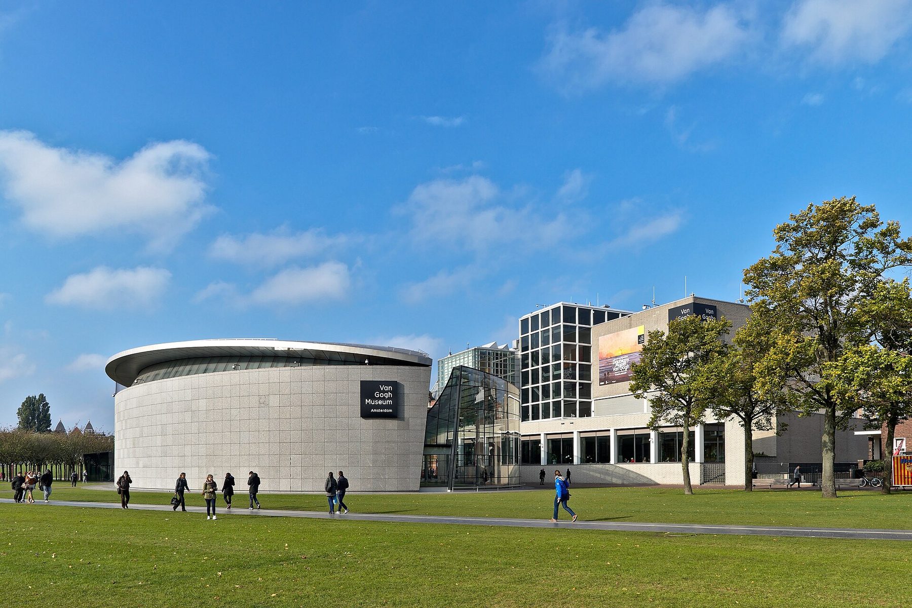 Oval Kurokawa exhibition wing of the Van Gogh Museum beside the lawns of Museumplein in Amsterdam