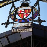 Ornate Sant Josep La Boqueria entrance sign in Barcelona
