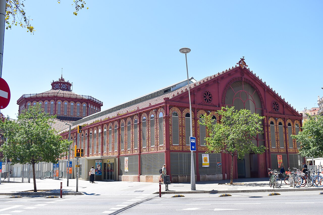 Red-brick and iron exterior of Sant Antoni Market in Barcelona