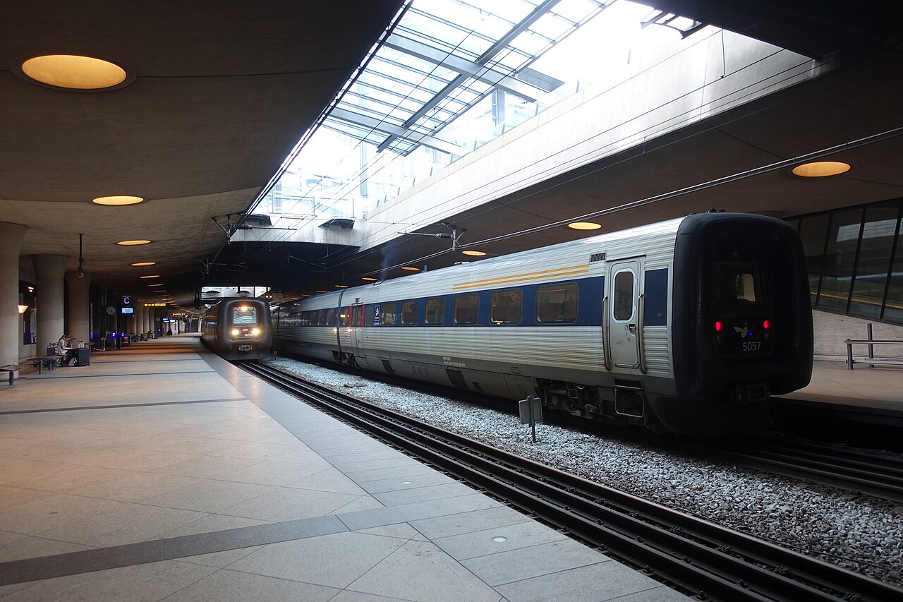 Passenger trains at Copenhagen Airport railway station