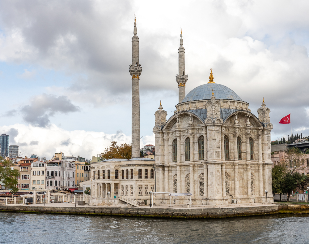 Ortaköy Mosque seen from the Bosphorus waterfront
