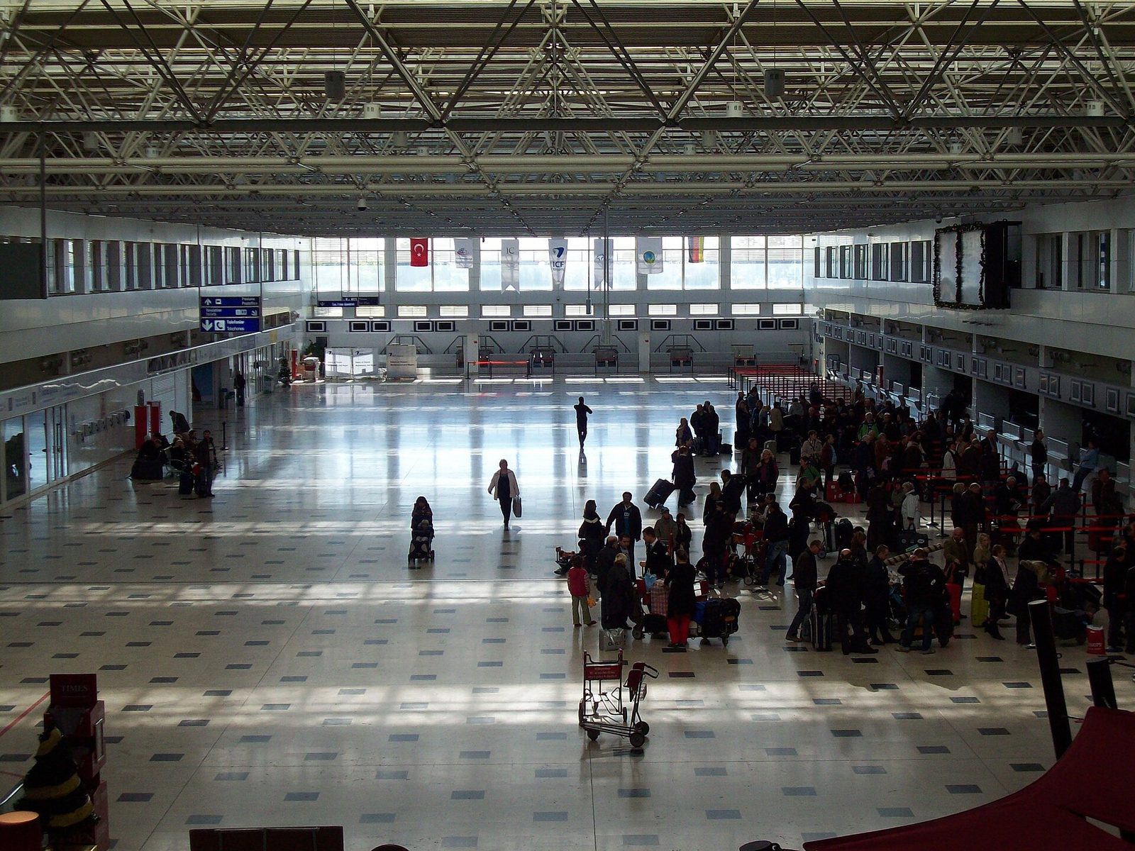 Check-in hall inside International Terminal 1 at Antalya Airport