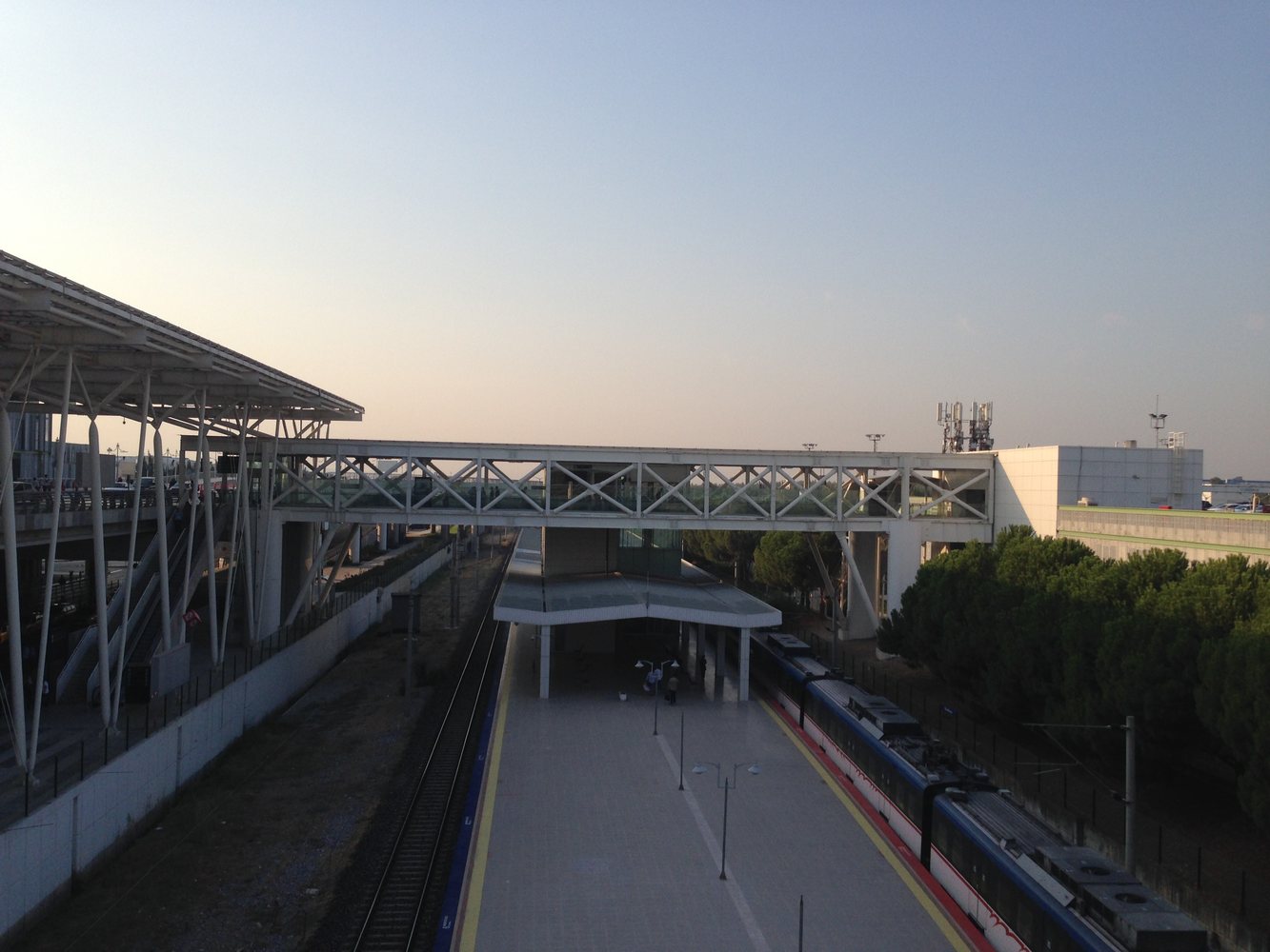 İZBAN train at the rail station beside Adnan Menderes Airport