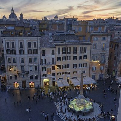 Piazza della Rotonda and the Pantheon in Rome at dusk