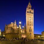 Seville Cathedral and the Giralda above Plaza Virgen de los Reyes