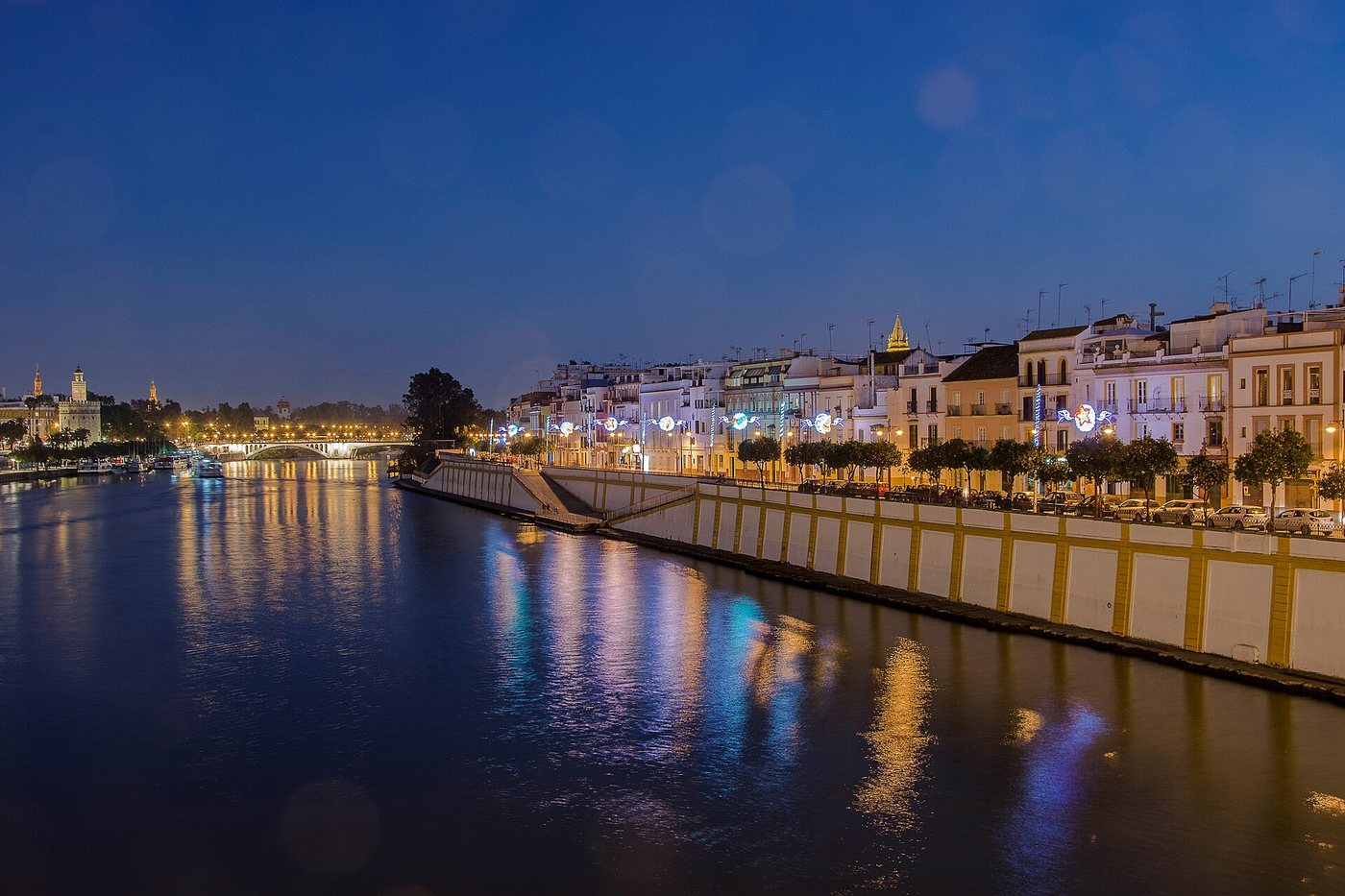 Colourful buildings on Calle Betis beside the Guadalquivir in Triana