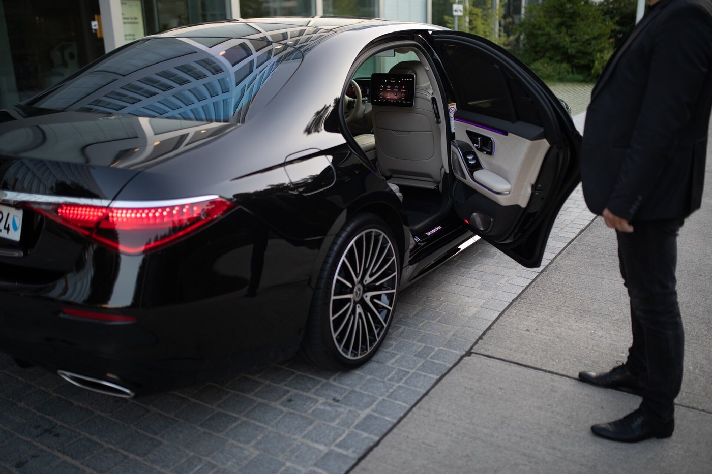 A limousine service vehicle at Zurich Airport