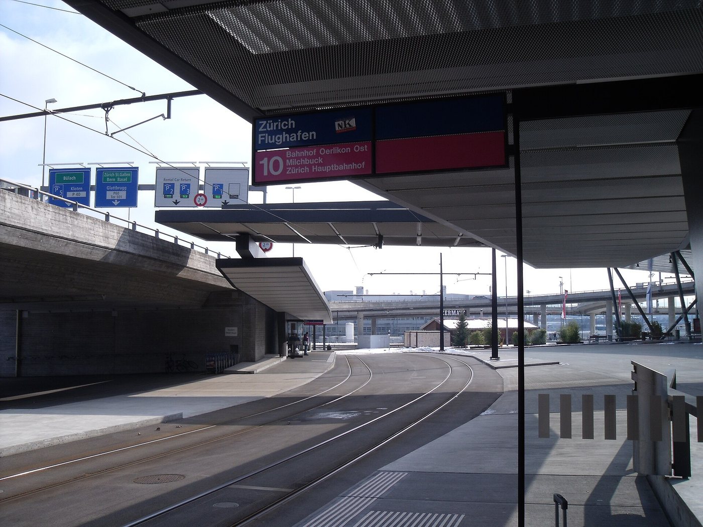 Tram 10 at the Zurich Airport tram stop